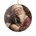 Santa Holding A Long Hair 2 Sided Ceramic Ornament