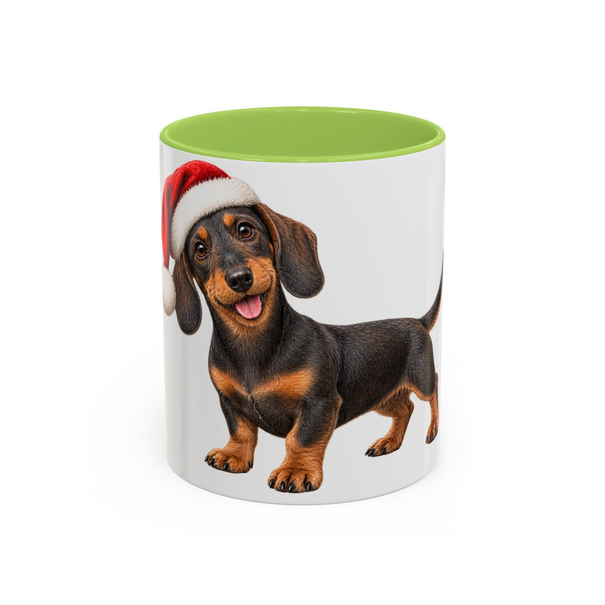 Short Hair Dachshund Santa Hat Accent Coffee Mug