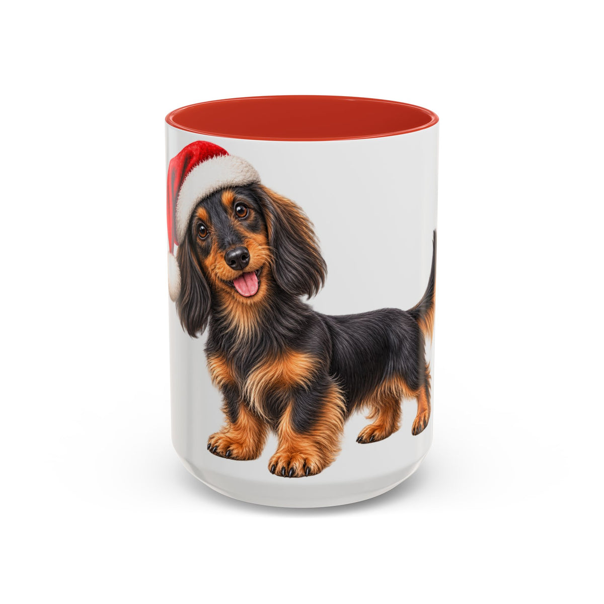 Long Hair Dachshund Santa Hat Accent Coffee Mug
