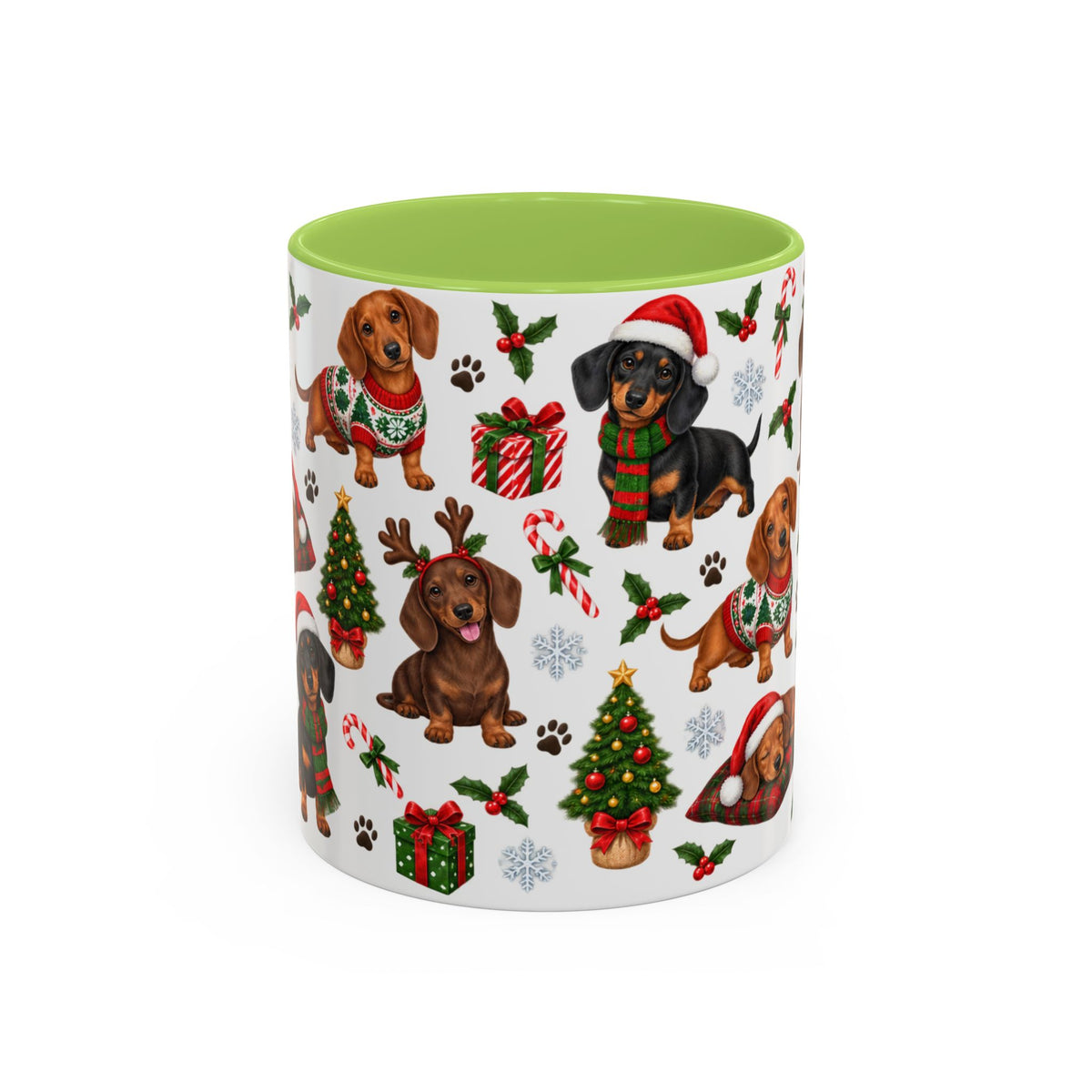Dachshunds' Festive Christmas Activities Accent Coffee Mug