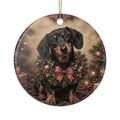 Short Hair With Wreath 2 Sided Ceramic Ornament