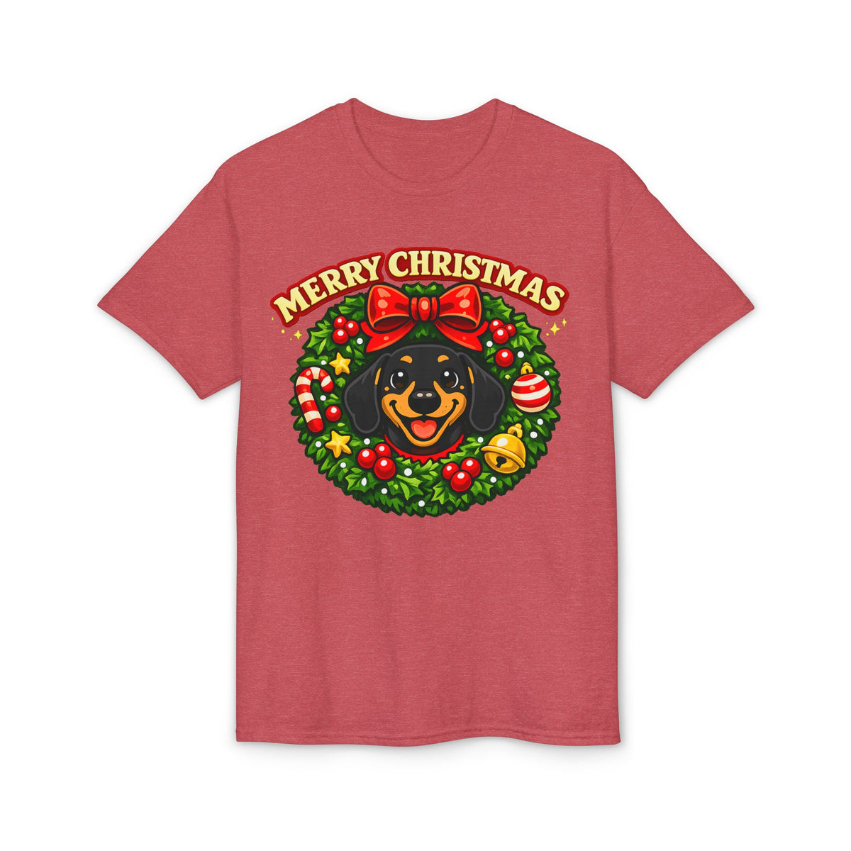 Merry Christmas Dachshund In Wreath T-Shirt