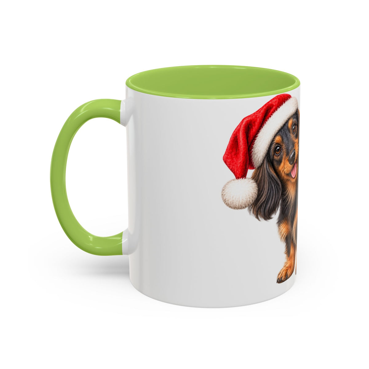 Long Hair Dachshund Santa Hat Accent Coffee Mug
