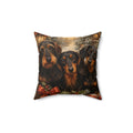 Festive Dachshund Trio Christmas Spirit Spun Polyester Square Decorative Pillow