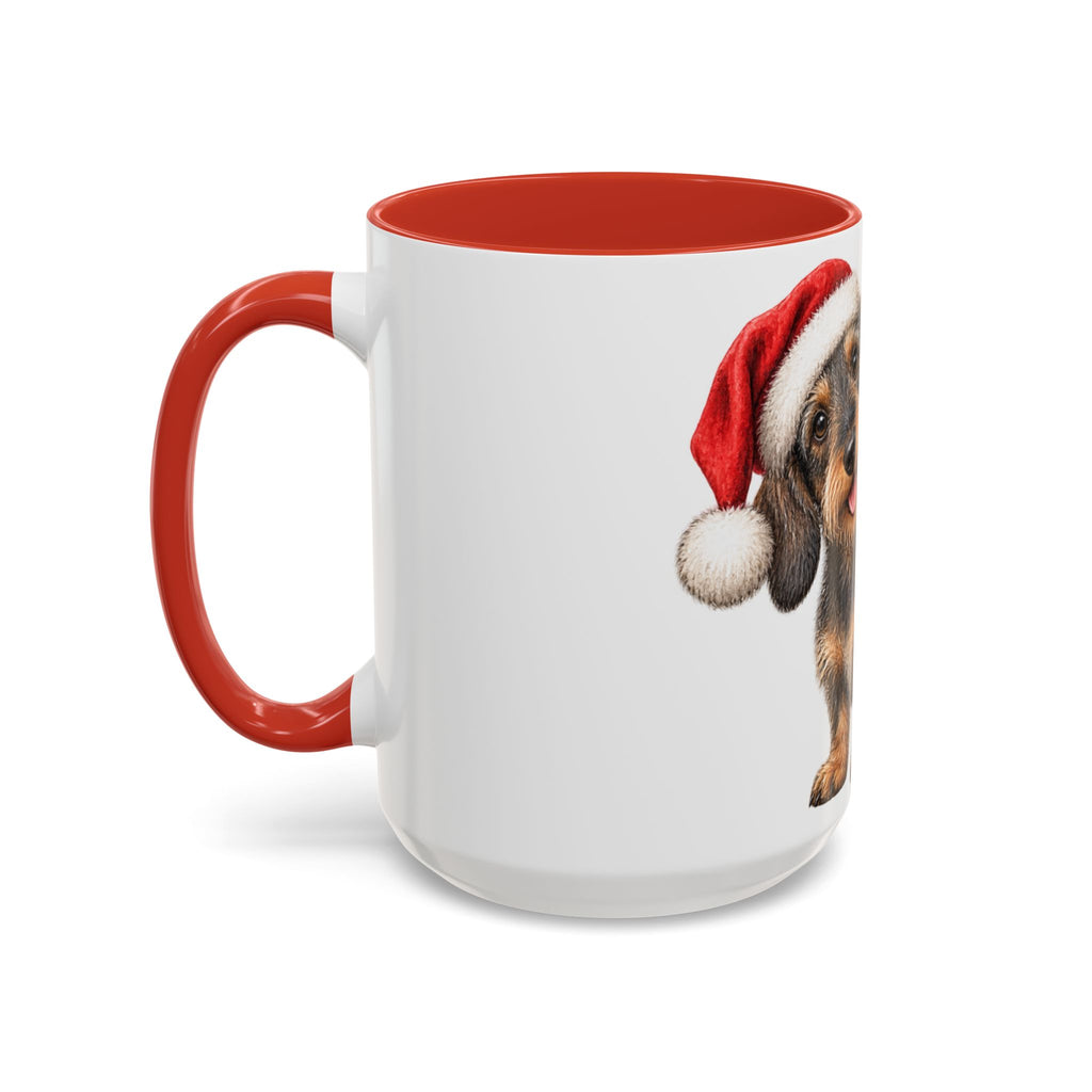 Wire Hair Dachshund Santa Hat Accent Coffee Mug