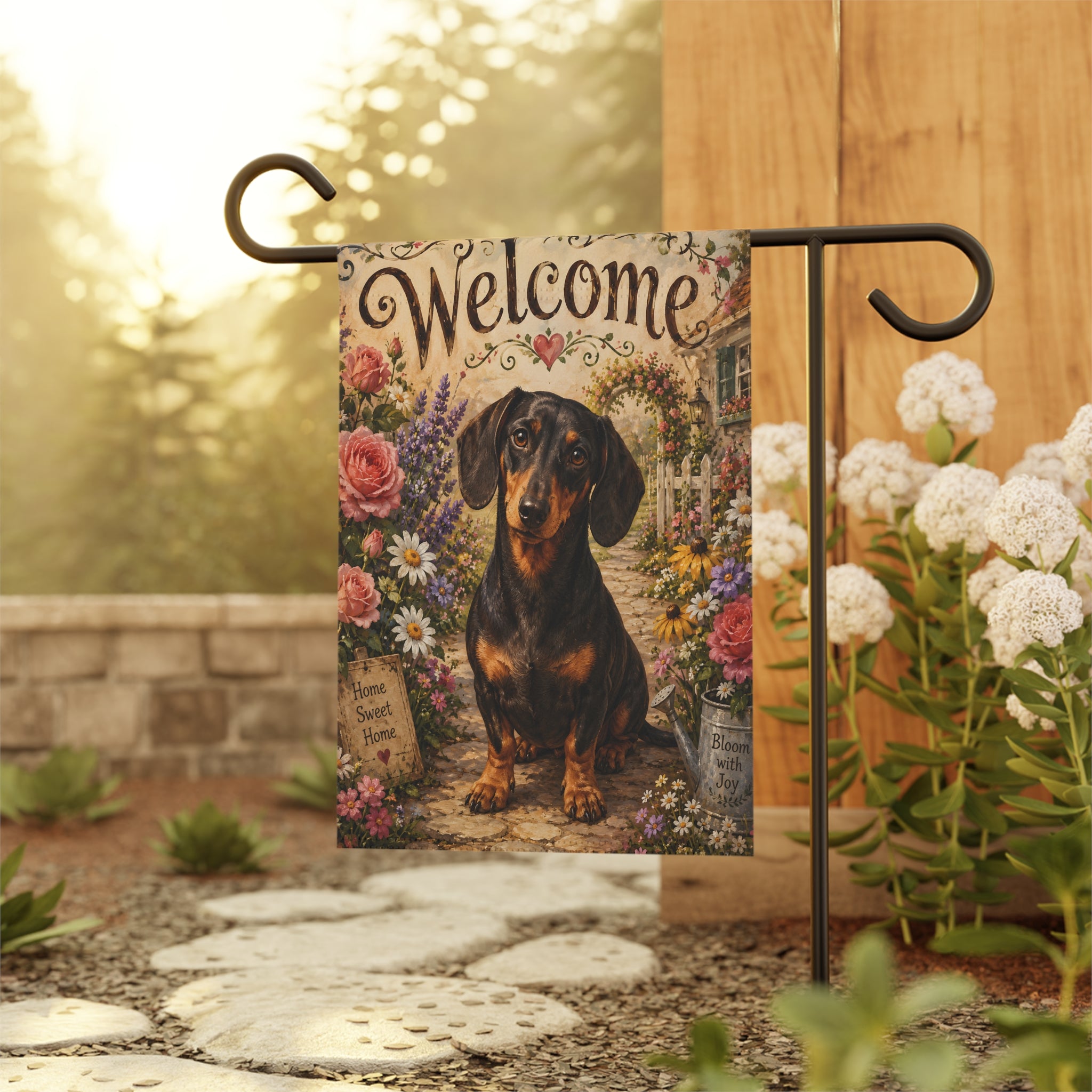 Welcome Short Hair Dachshund Garden Flag