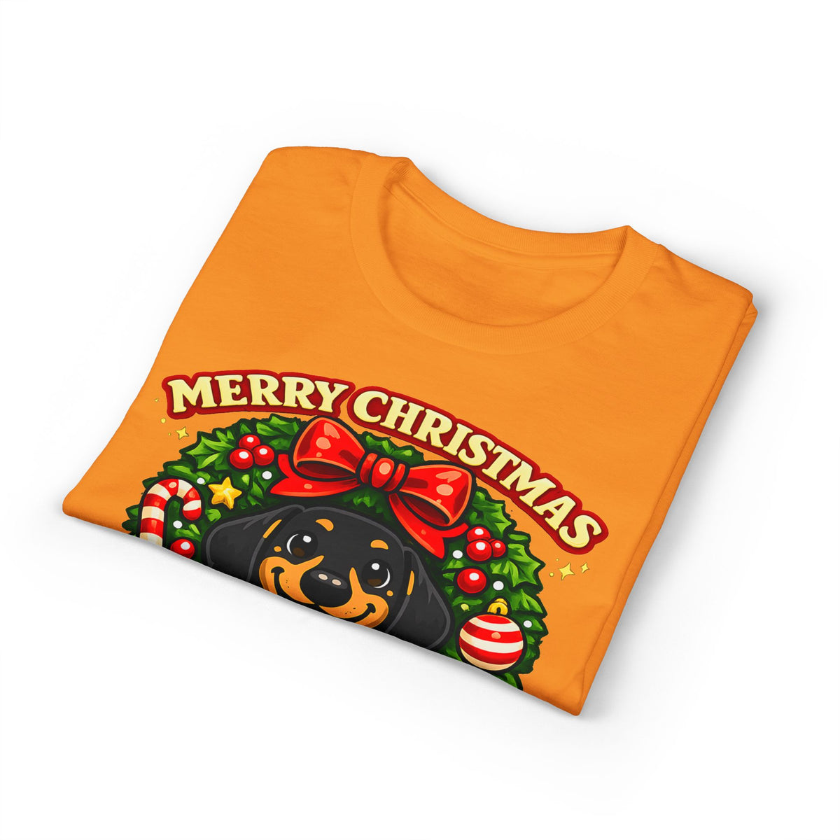 Merry Christmas Dachshund In Wreath T-Shirt