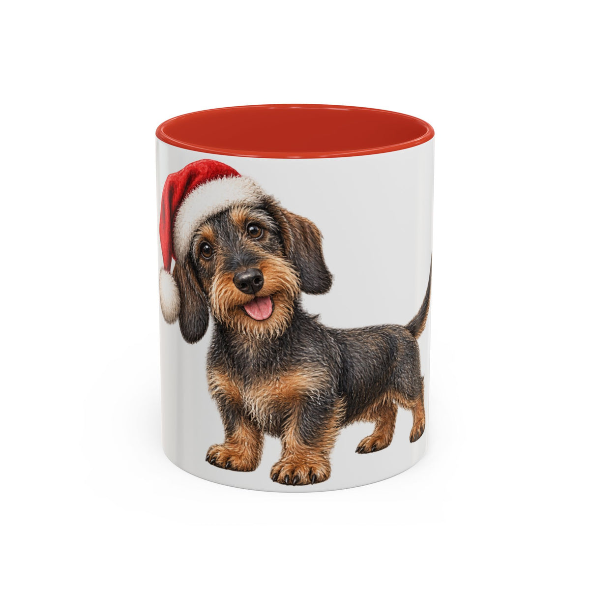 Wire Hair Dachshund Santa Hat Accent Coffee Mug
