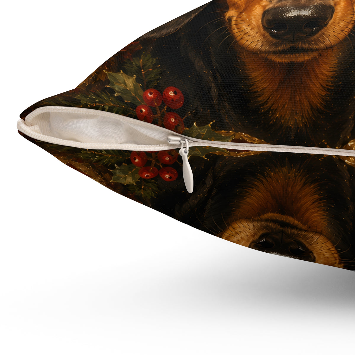 Dachshund Trio Festive Decor Spun Polyester Square Decorative Pillow