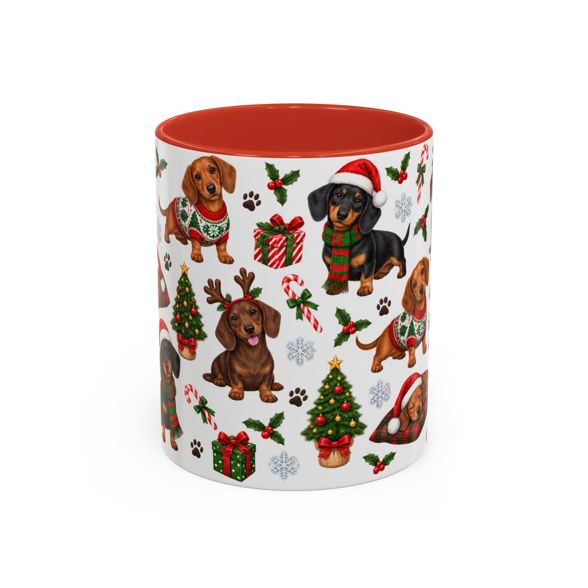 Dachshunds' Festive Christmas Activities Accent Coffee Mug