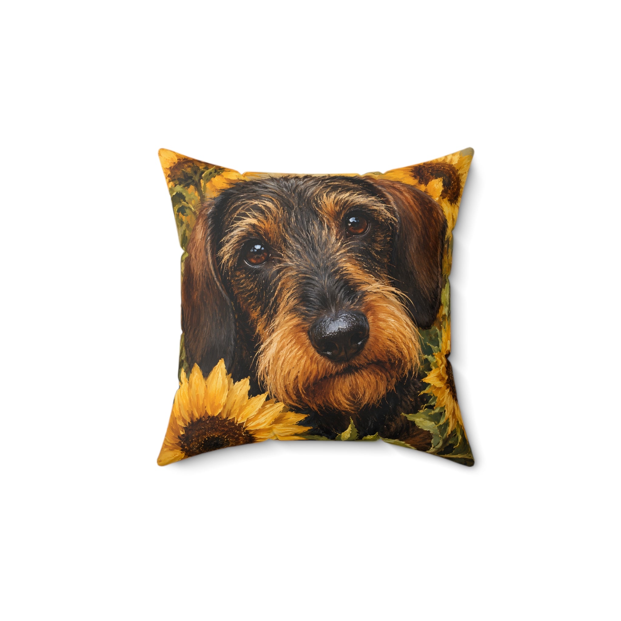 Wire Hair Dachshund Spun Polyester Square Decorative Pillow