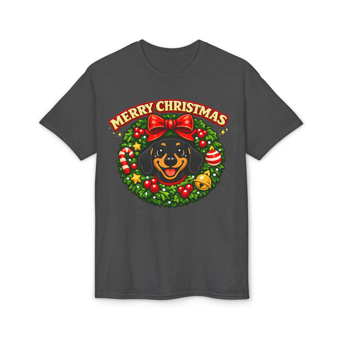 Merry Christmas Dachshund In Wreath T-Shirt