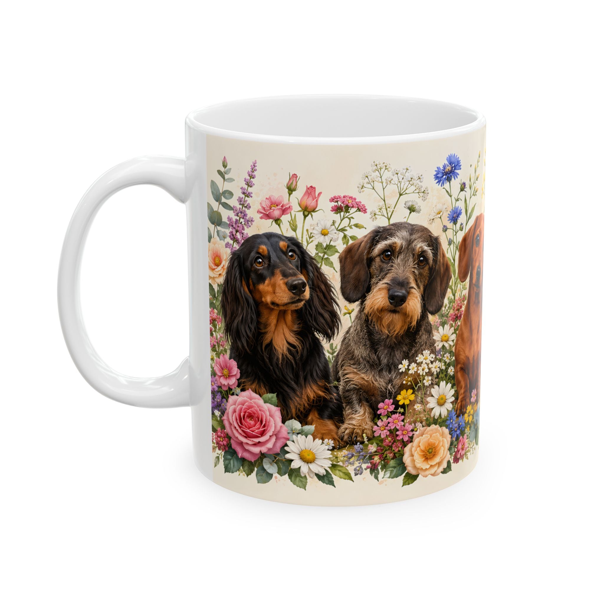 Flowered Sausages Ceramic Coffee Mug
