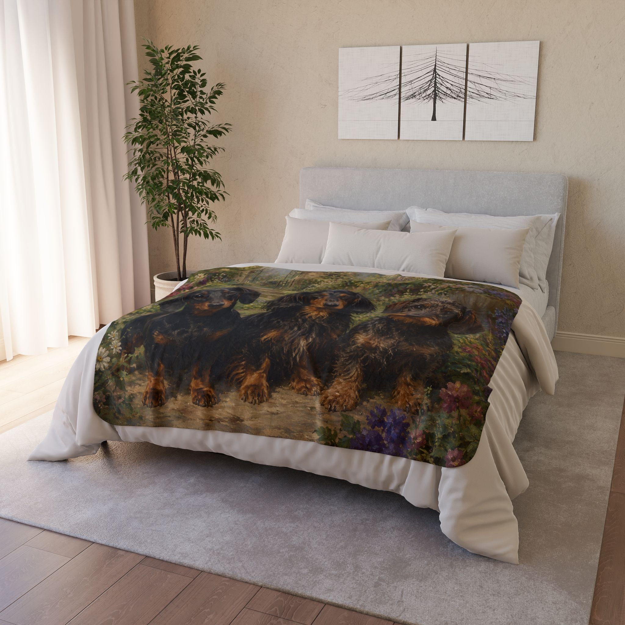 Dachshund Trio Fleece Sherpa Blanket