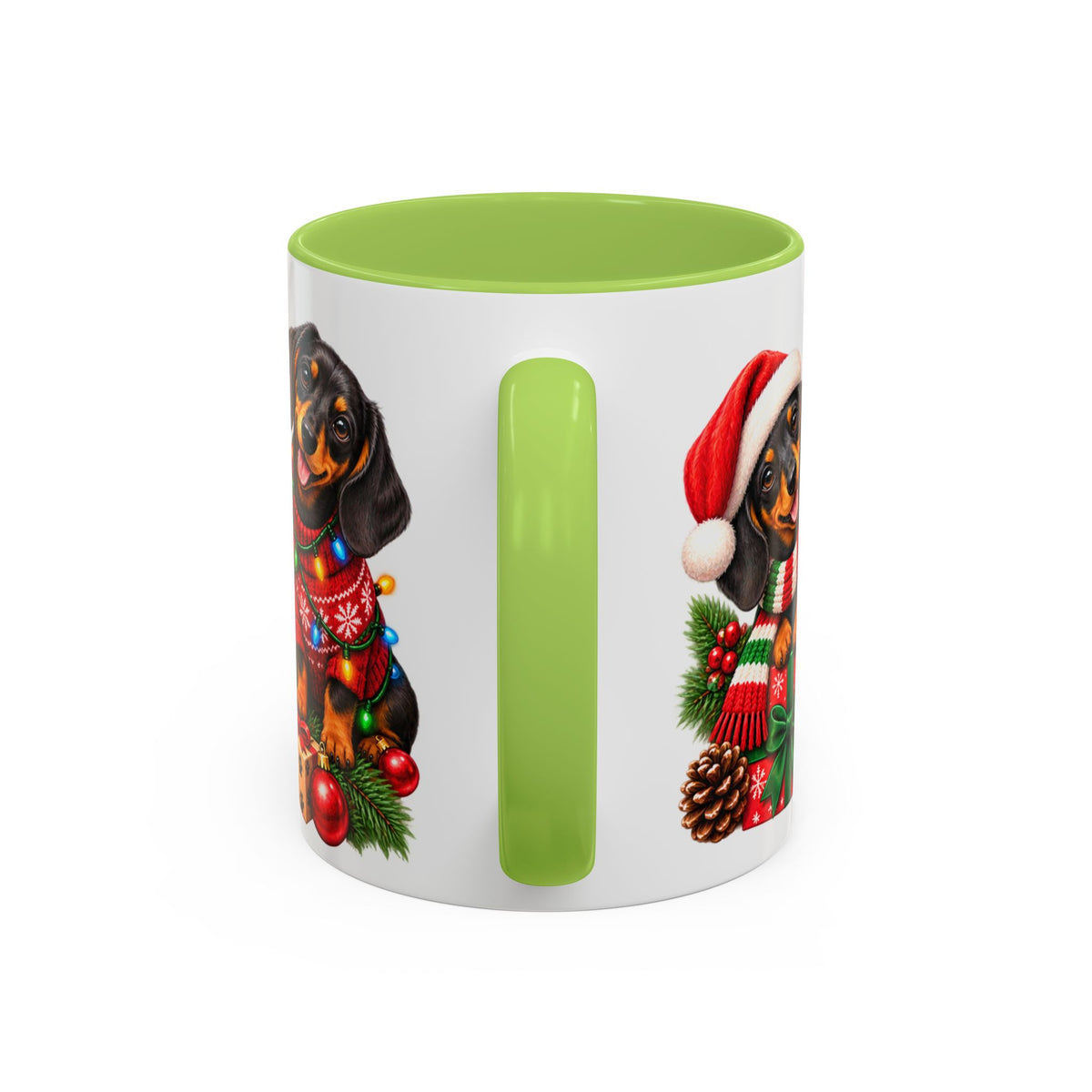Festive Christmas Dachshunds Accent Coffee Mug