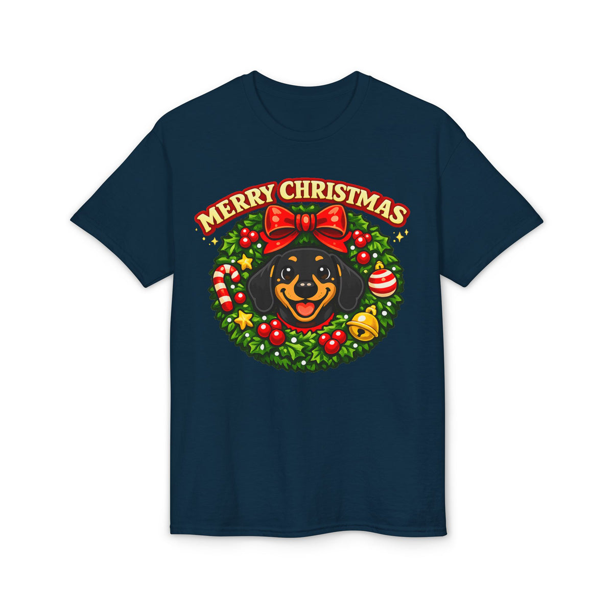Merry Christmas Dachshund In Wreath T-Shirt