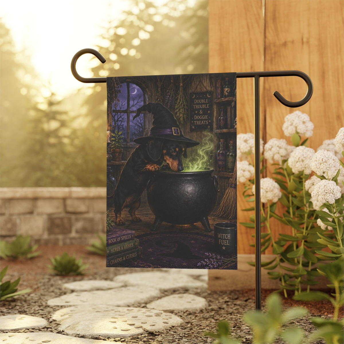 Witch's Cauldron Garden Flag