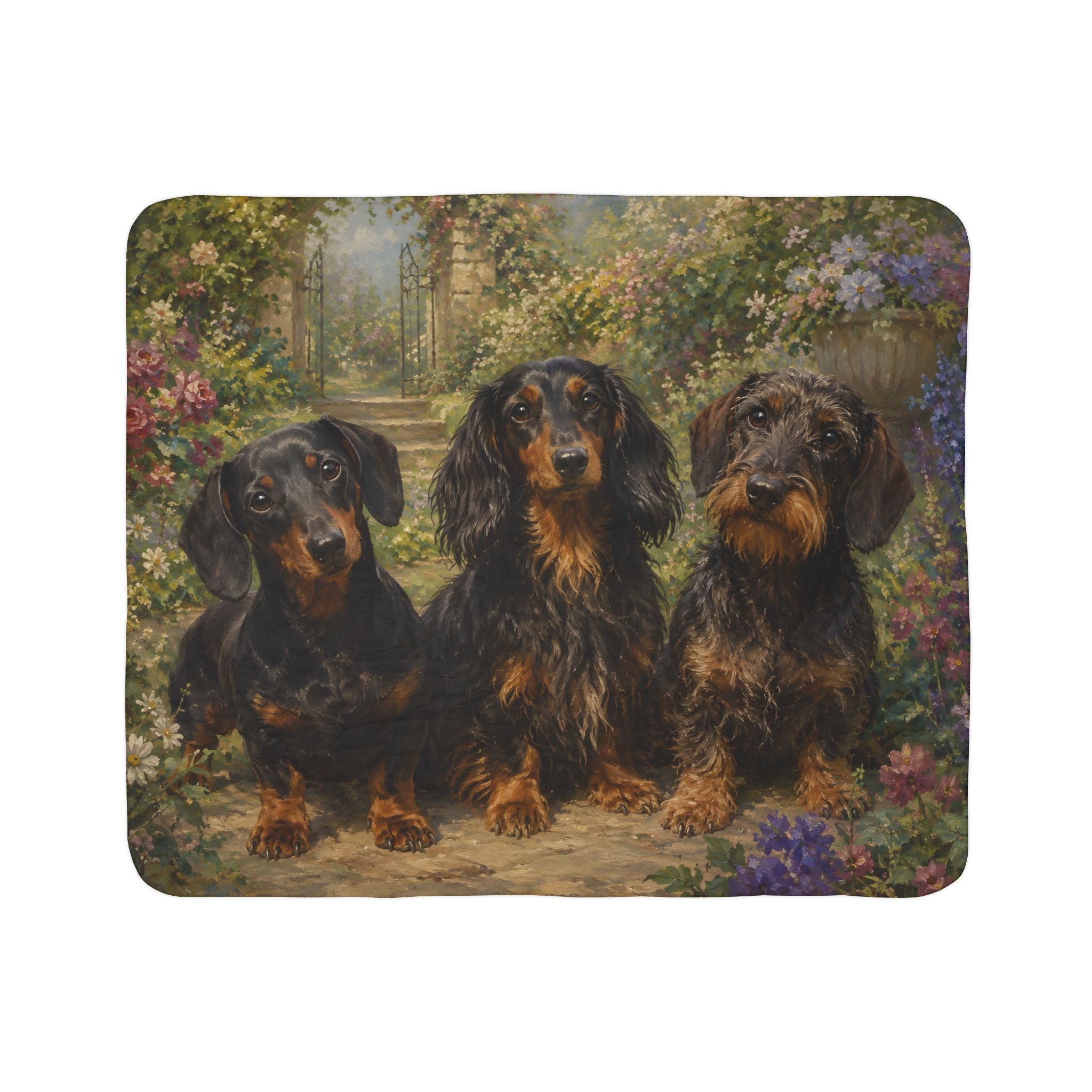 Dachshund Trio Fleece Sherpa Blanket