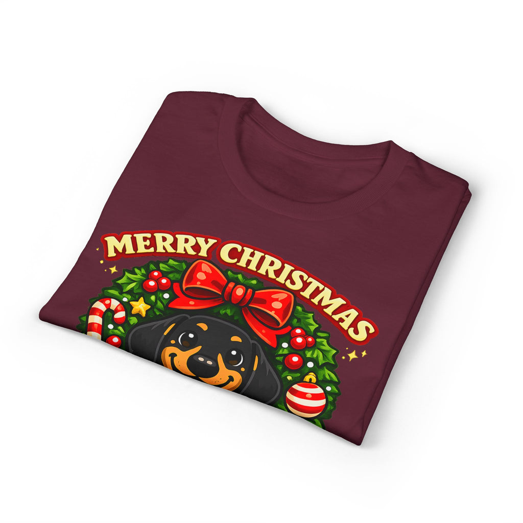 Merry Christmas Dachshund In Wreath T-Shirt