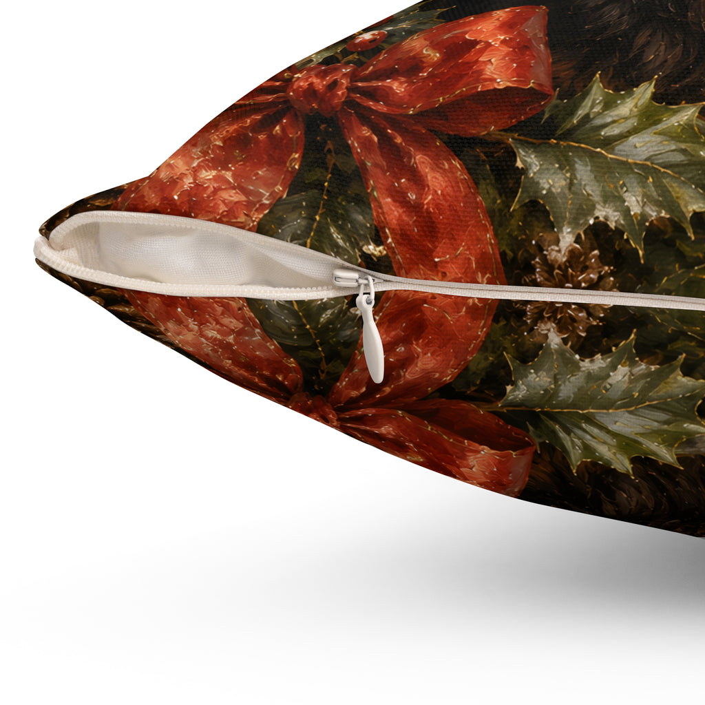 Festive Dachshund Trio Christmas Spirit Spun Polyester Square Decorative Pillow