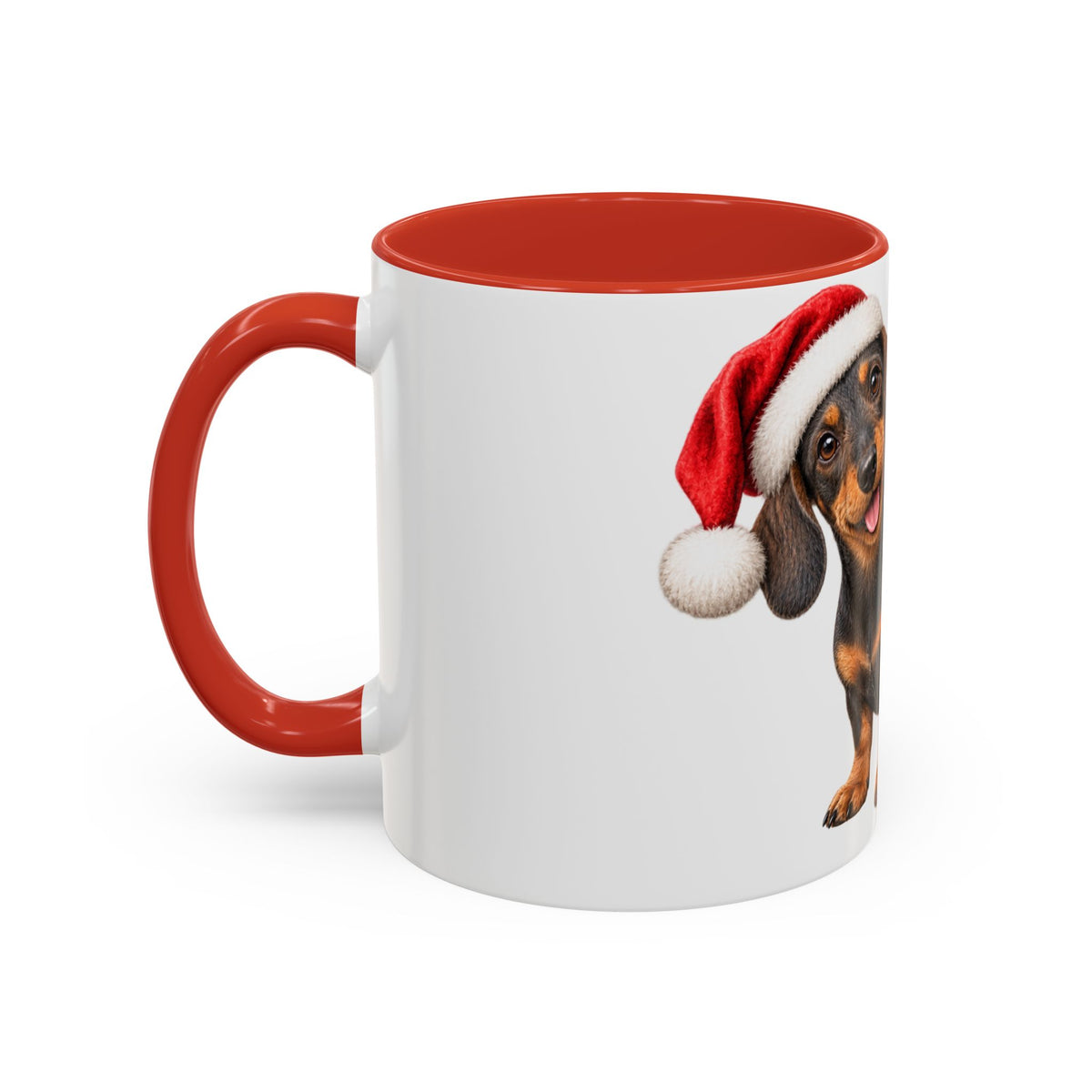 Short Hair Dachshund Santa Hat Accent Coffee Mug