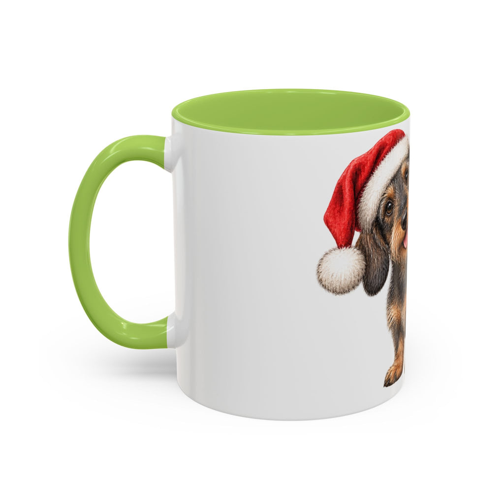 Wire Hair Dachshund Santa Hat Accent Coffee Mug