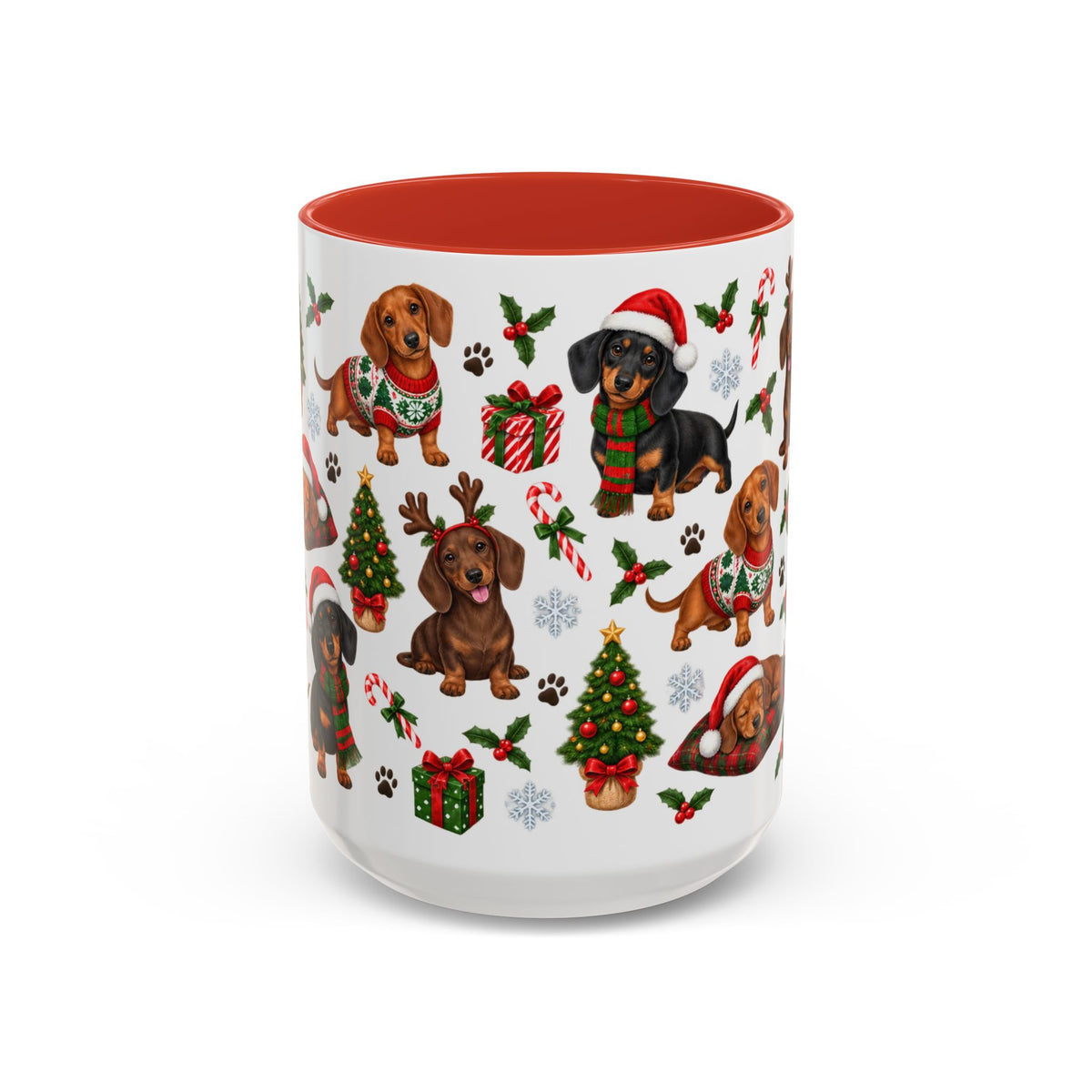Dachshunds' Festive Christmas Activities Accent Coffee Mug