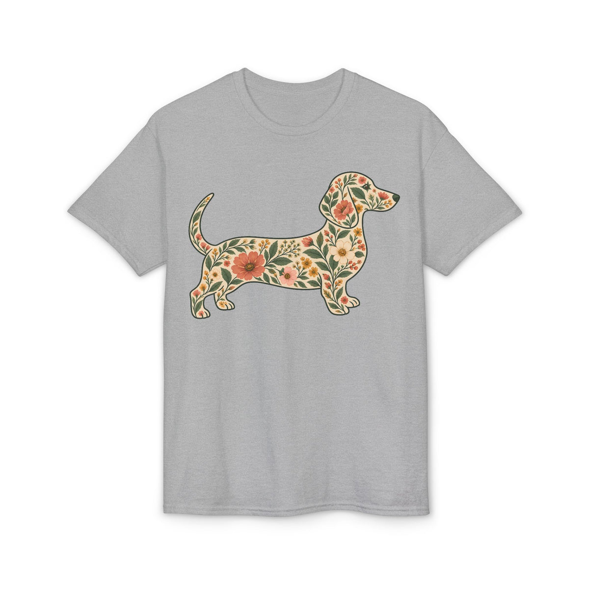 Floral Dachshund Silhouette Women's T-Shirt