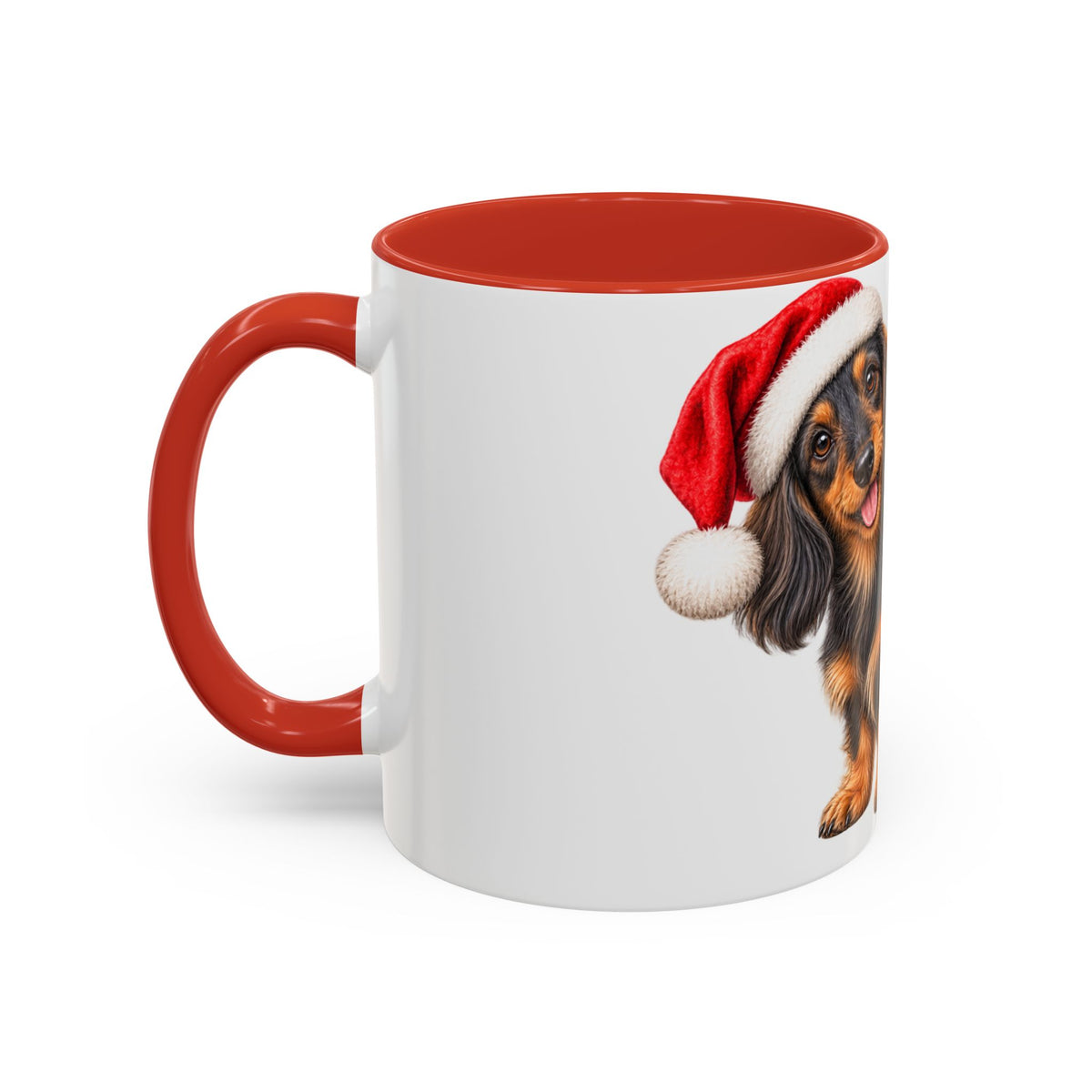 Long Hair Dachshund Santa Hat Accent Coffee Mug