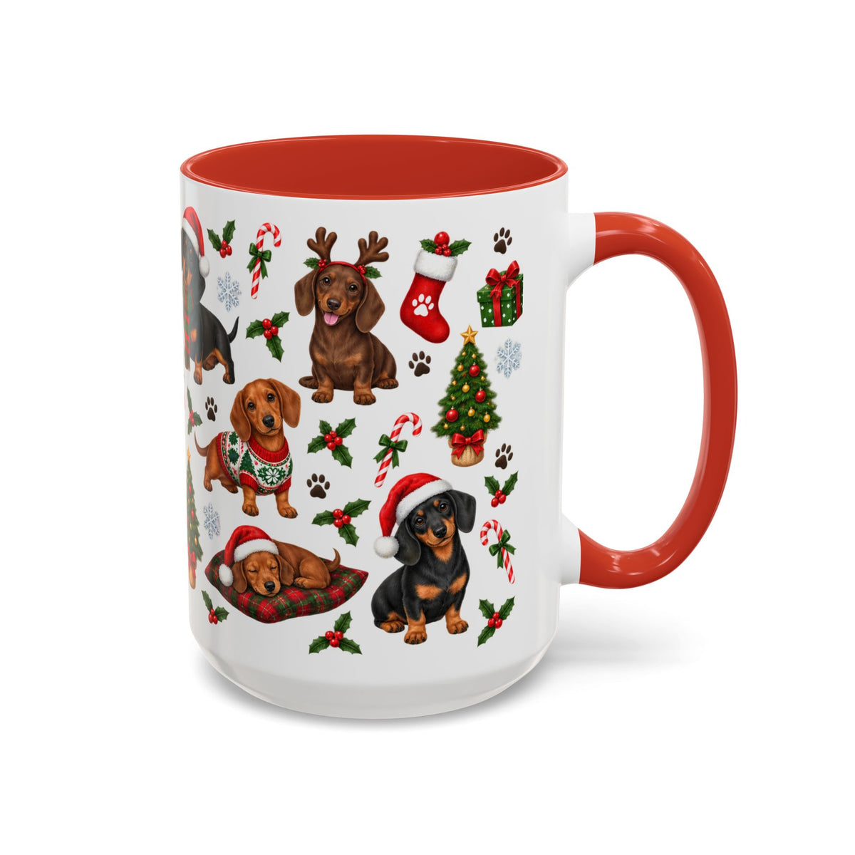 Dachshunds' Festive Christmas Activities Accent Coffee Mug