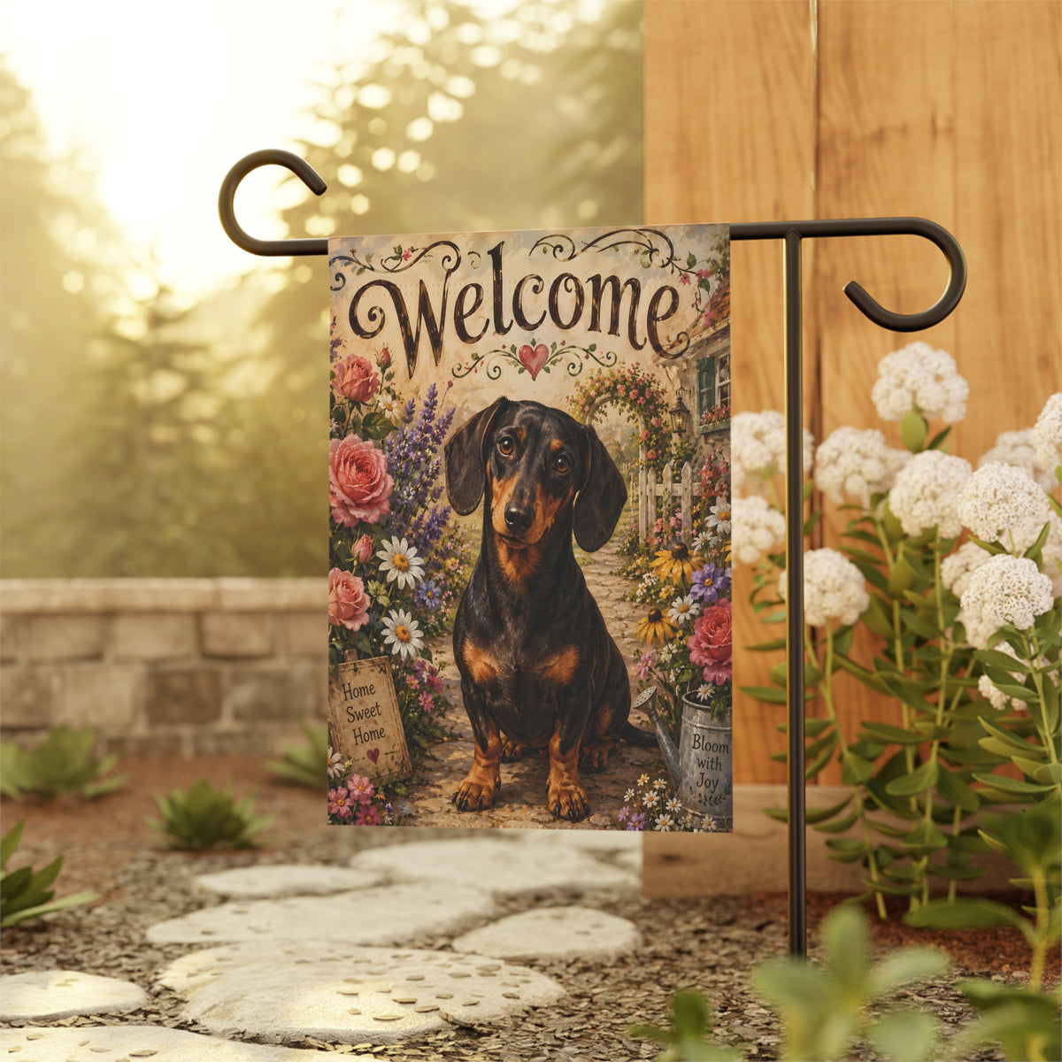 Welcome Short Hair Dachshund Garden Flag