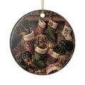 Digging Through Stockings 2 Sided Ceramic Ornament