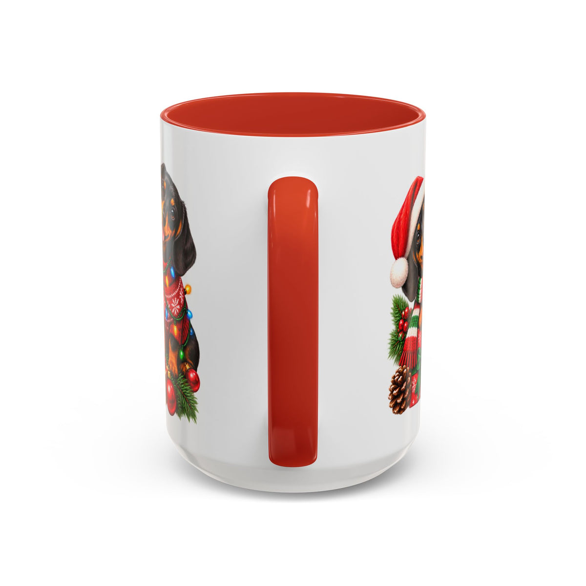 Festive Christmas Dachshunds Accent Coffee Mug
