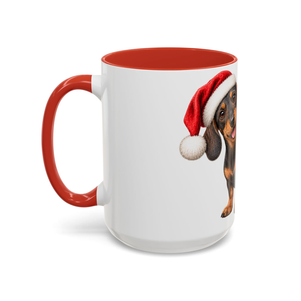 Short Hair Dachshund Santa Hat Accent Coffee Mug